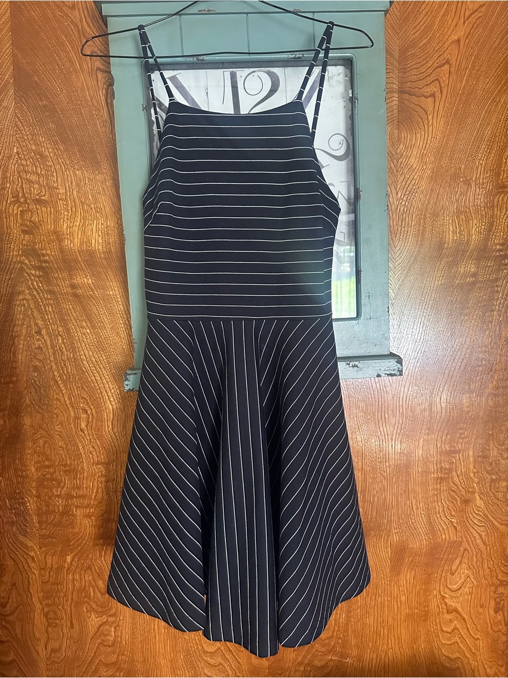 Trac Black & White Striped Fit-and-Flare Mini Dress